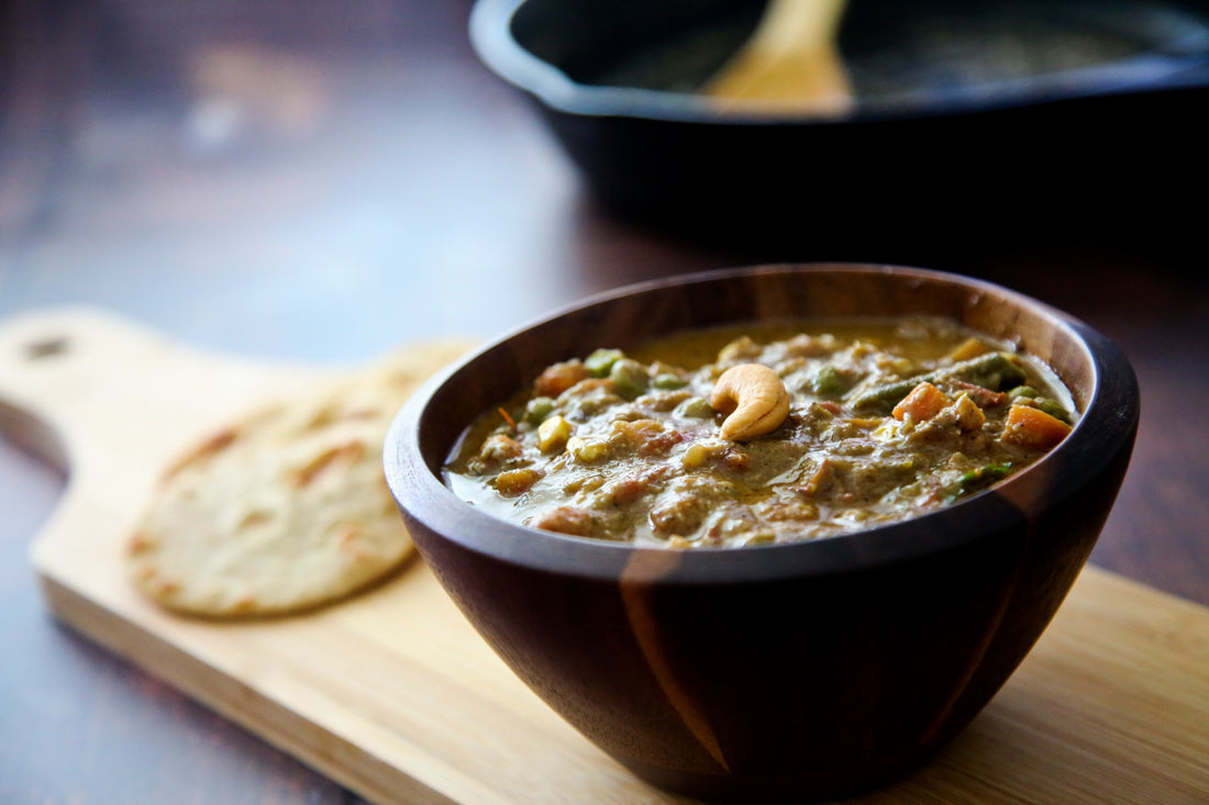 Simple Southern Vegan korma with mixed veggies
