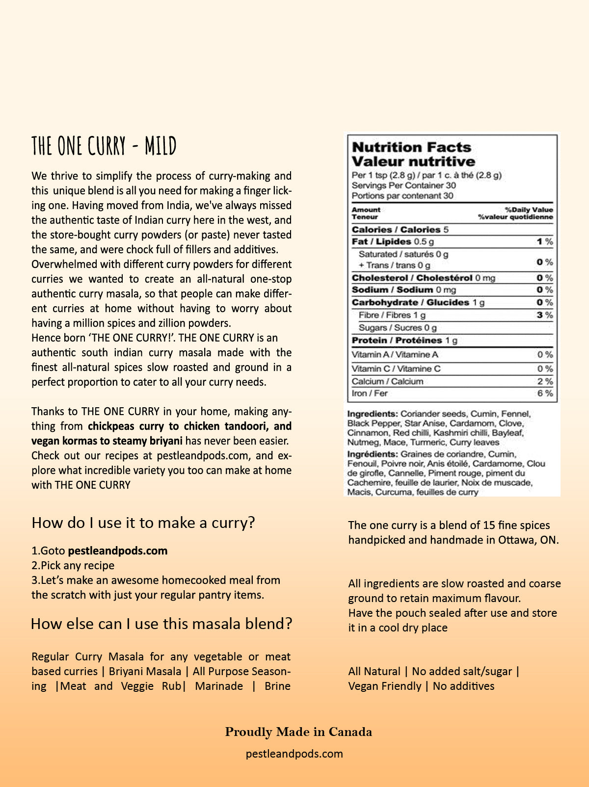 THE ONE CURRY - AUTHENTIC INDIAN CURRY MASALA SPICE BLEND